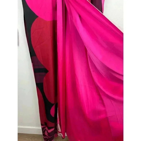 Fashion Nova NOVA LUXE Pink/Black Maxi Dress Size XS. Sexy Long Sleeve Vneck - Picture 10 of 11
